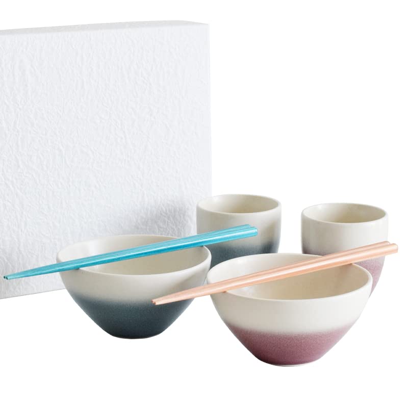 

Oribe Akebono Couple s Set - Teacup, Teacup, Chopsticks, and Boxed Dinnerware Set - Microwave Safe - Perfect Gift for Couples