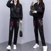 Spring/Summer Large Size Loose Hooded Printed Casual Sportswear Set for Women (Korean Version) Two-Piece Set