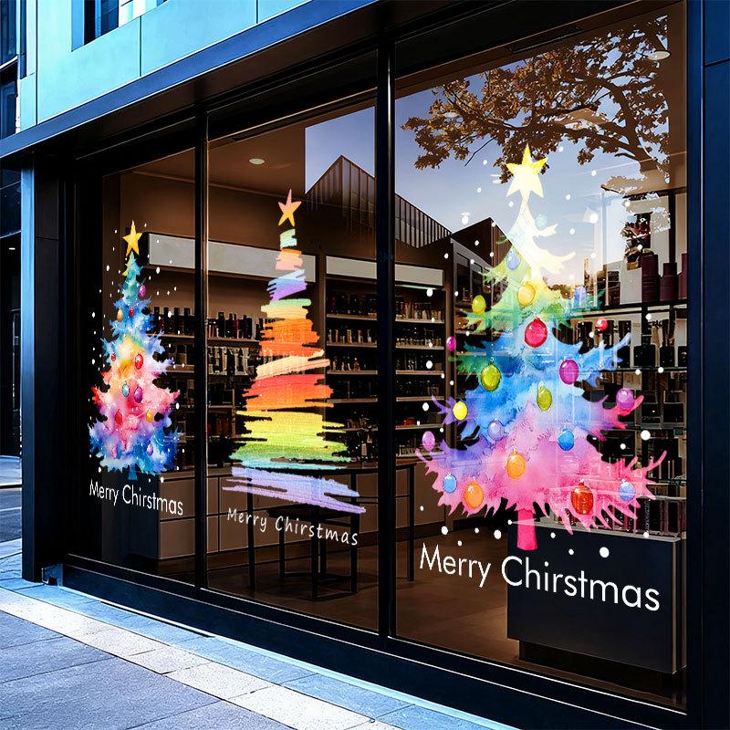 Christmas Tree Scene Static Cling Stickers for Shop & Restaurant Windows