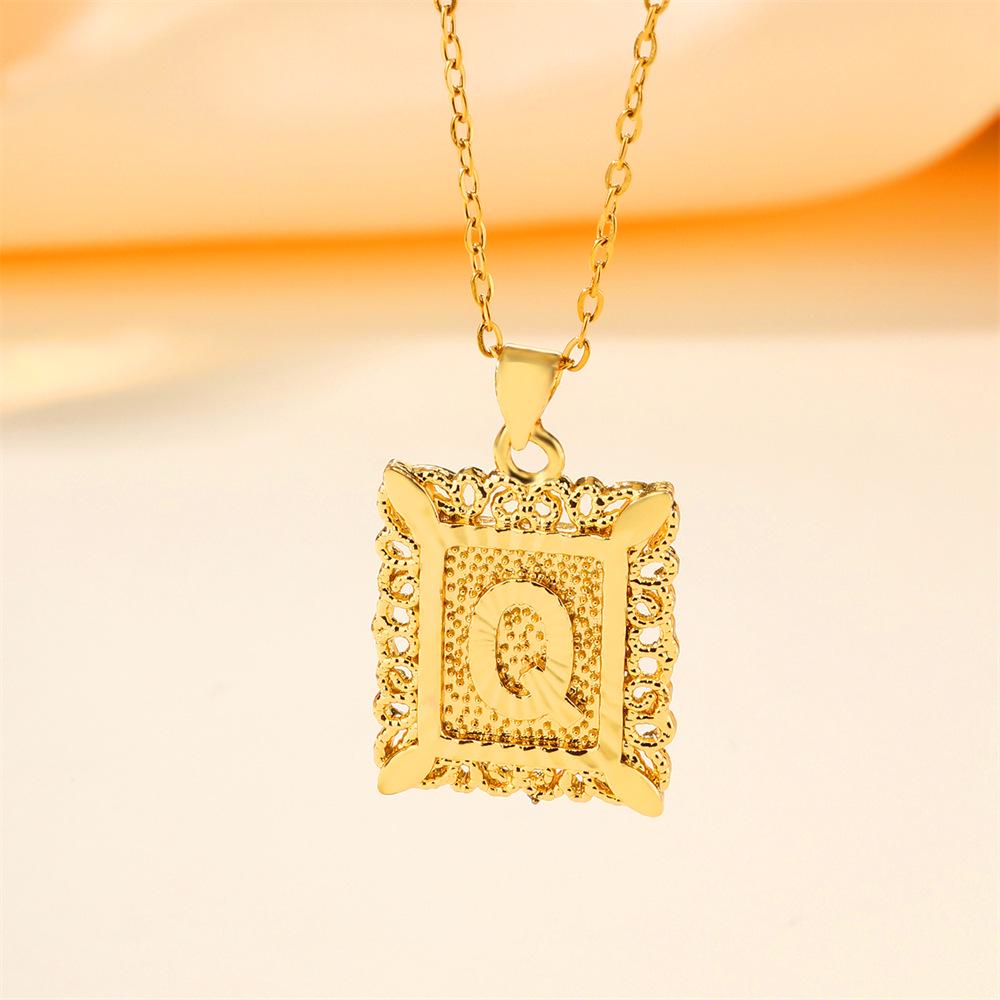 26-Letter Stainless Steel Necklace with Copper Pendant - European & American Fashion for Men