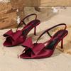 Fashion Fashion Bow Decoration High Heeled Sandals Women Comfort Open Toe Back Strap Design Slide Sandal Pointed Toe Wedding Bridal Shoe