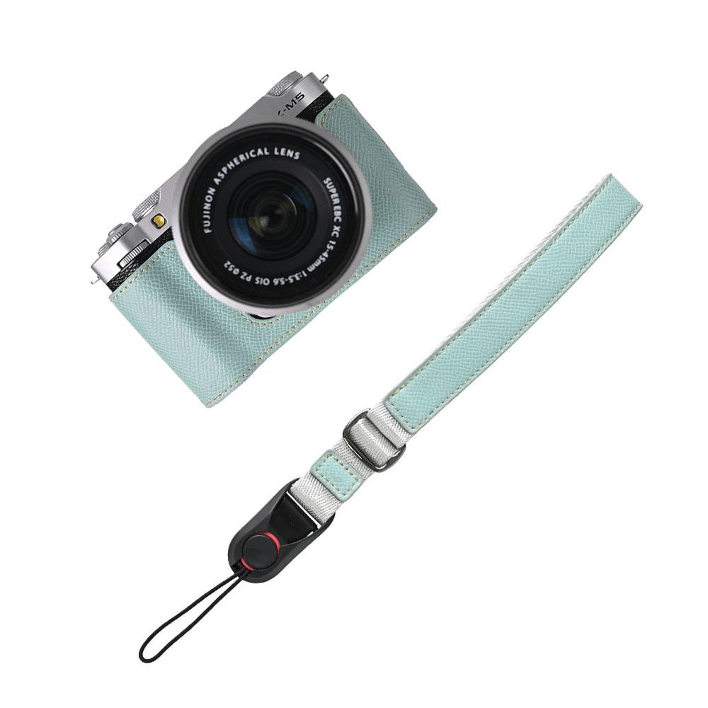 Palm Print PU Leather Camera Half Case for Fujifilm XM5 Fuji X-M5 Bottom Opening Cover With Hand Strap