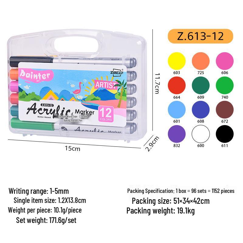 Waterproof Liquid Ink Acrylic Marker Set - Hard Tip for Art, Painting, and Graffiti