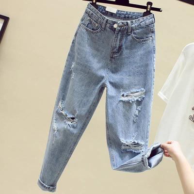 Women Jeans Autumn Spring Loose Straight Tall Waist Hollow Out Fashion Women's Trousers