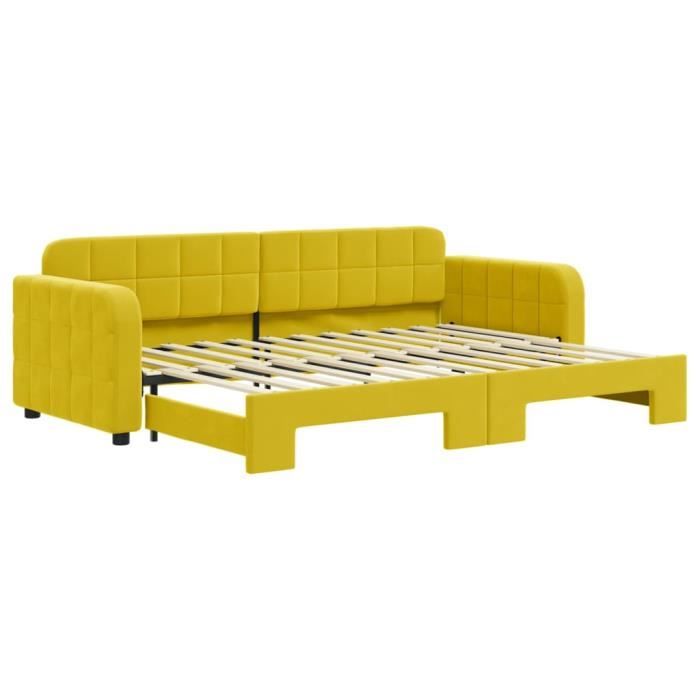 VidaXL Daybed with Trundle Bed Yellow 80x200 Cm Velvet 3196927