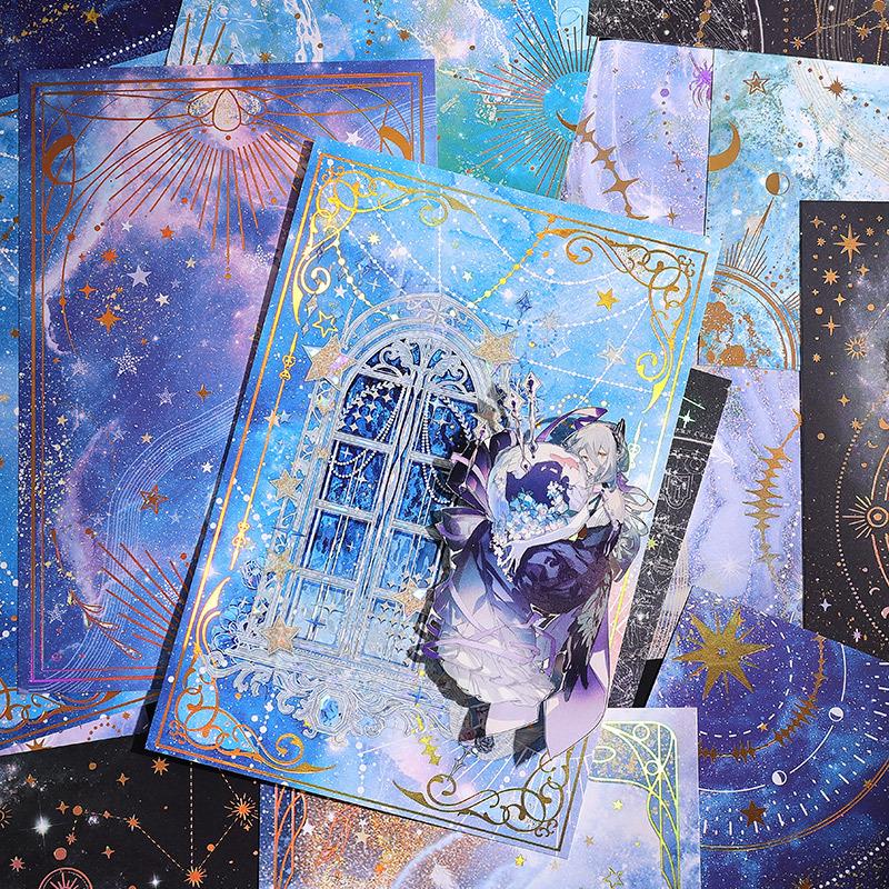 15pcs/set Retro Magic Hand Ledger Decoration Handmade Background Card Ins Colorful Hot Stamping Collage Card DIY Decor Paper