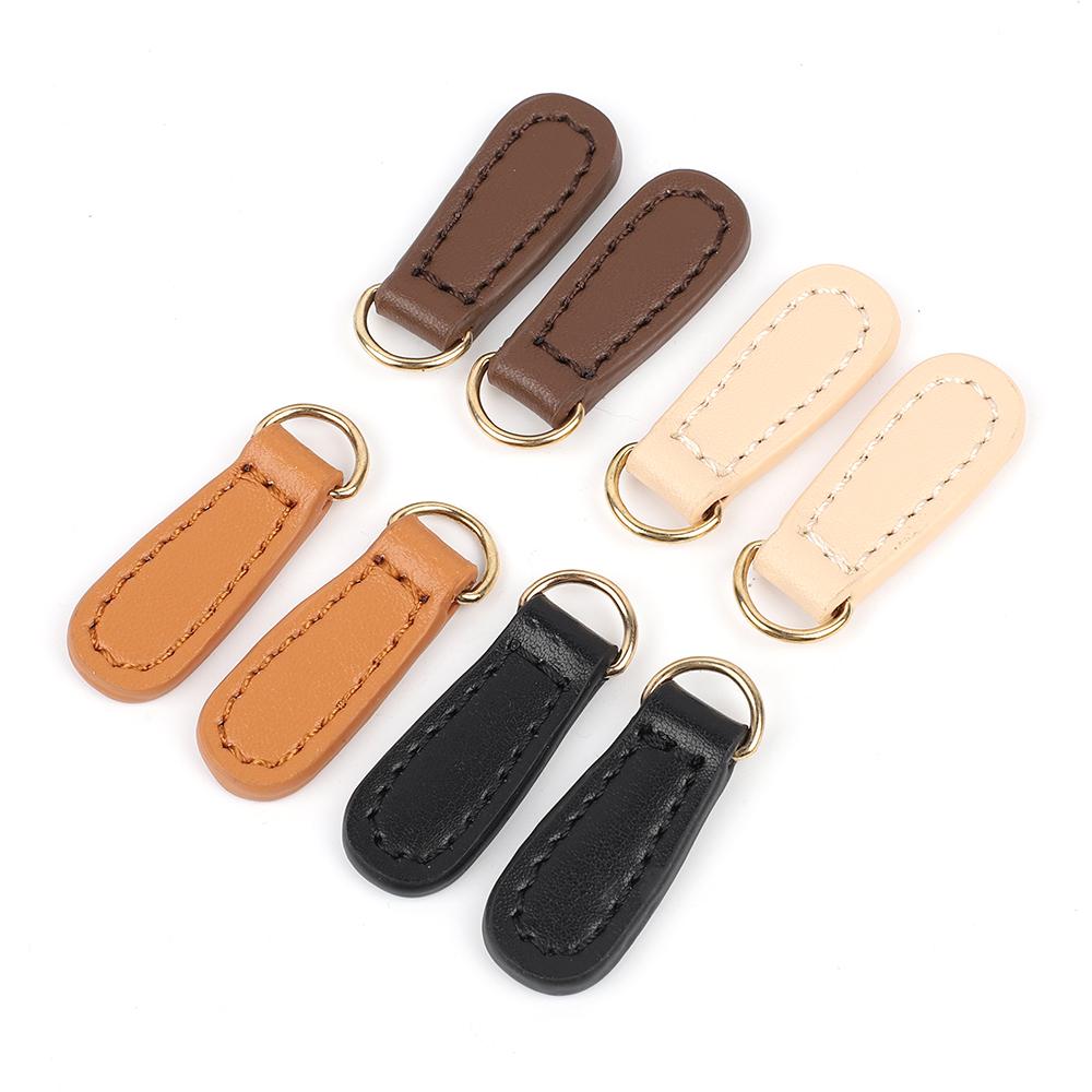 5 Stück Echtes Leder Reißverschluss Zipper Puller Kopf für Rucksack Reißverschluss Schnalle Anhänger Zuglasche DIY Nähen Kleidung Tasche Zubehör