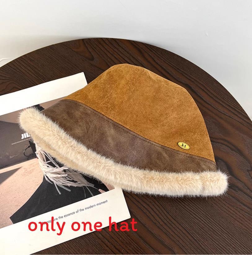 Winter Faux Suede Bucket Hat With Ear Flap For Women Warm Fashion Accessory