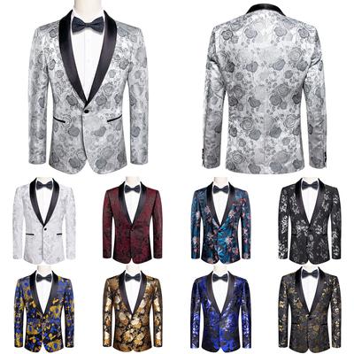Herren-Anzug mit Blumenmuster, luxuriöser bestickter Hochzeits-Blazer, Smoking-Jacke