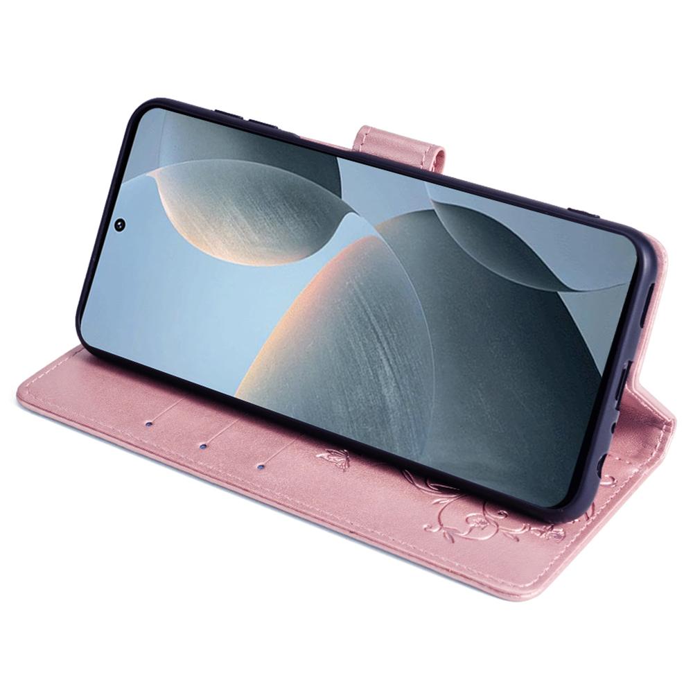 For Xiaomi Redmi K70E 5G/Poco X6 Pro 5G Case Butterfly Flower PU Leather Handbag Phone Cover