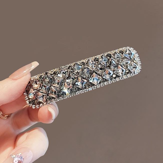 Stylish And Simple Full Diamond Geometric Hairpin, High-End Temperament Side Clip Bb Clip, Versatile Bangs Clip, Hairpin, Hair Accessories