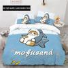 Süße Kätzchen Bettbezug Kissenbezug Mofusand Anime Haifisch Katze Bettwäsche Set Einzel Doppel Queen Size Teenager Geschenk Zimmerdeko 3-teiliges Set