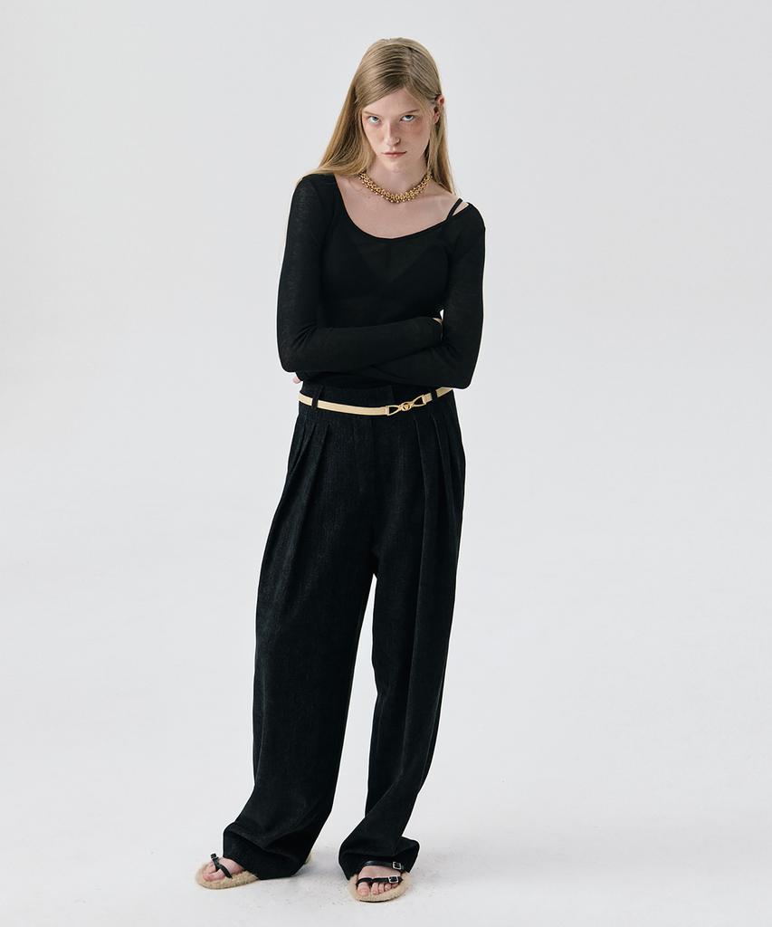 WNDERKAMMER U Neck Sheer T_Black1(U-Neck Sheer Tee_Black)
