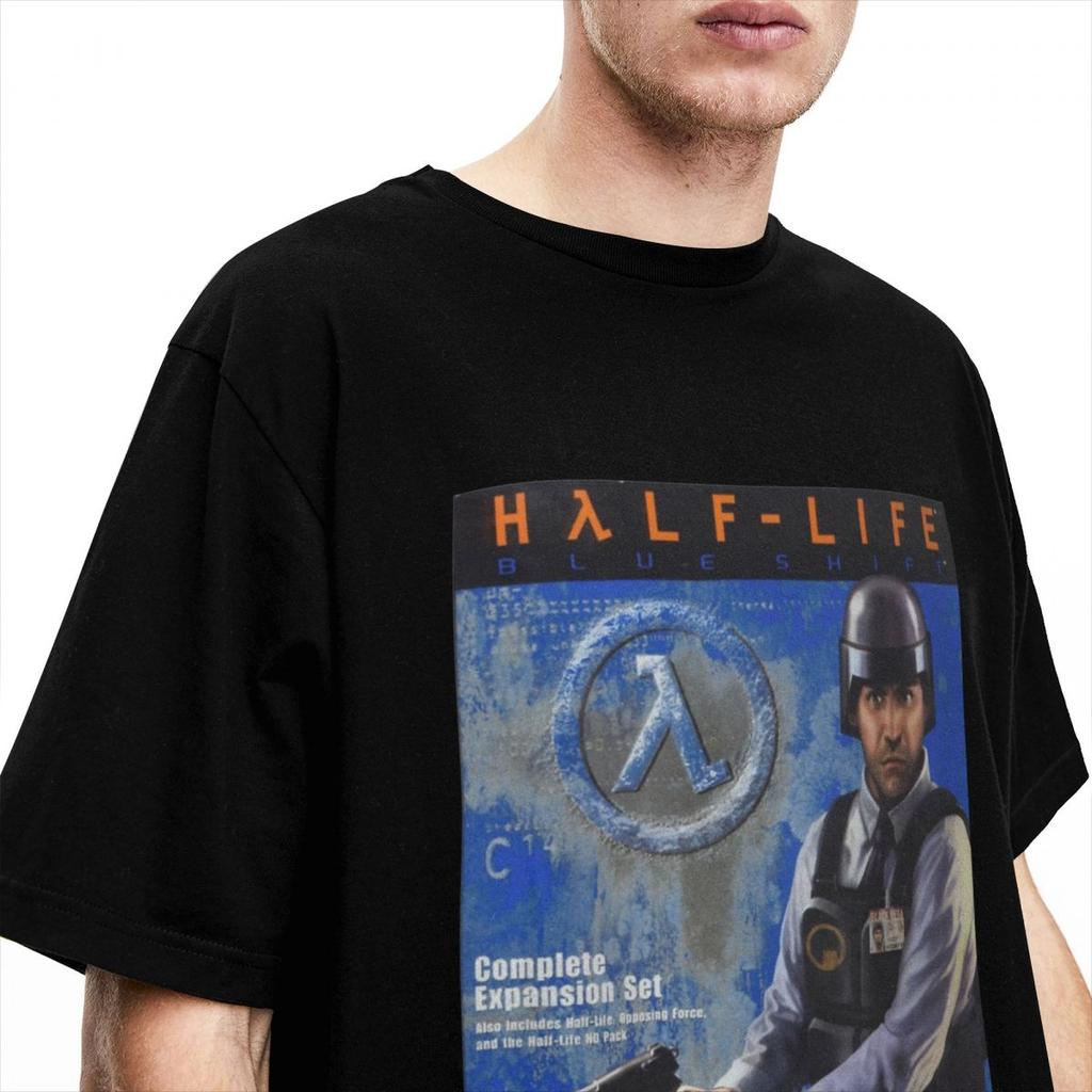 Men's Videogames Blue Shift Sierra Box Art 2001 T-Shirts Halfs Lifes Cotton Tees Summer  Short-Sleeved Round Neck Tee Shirt