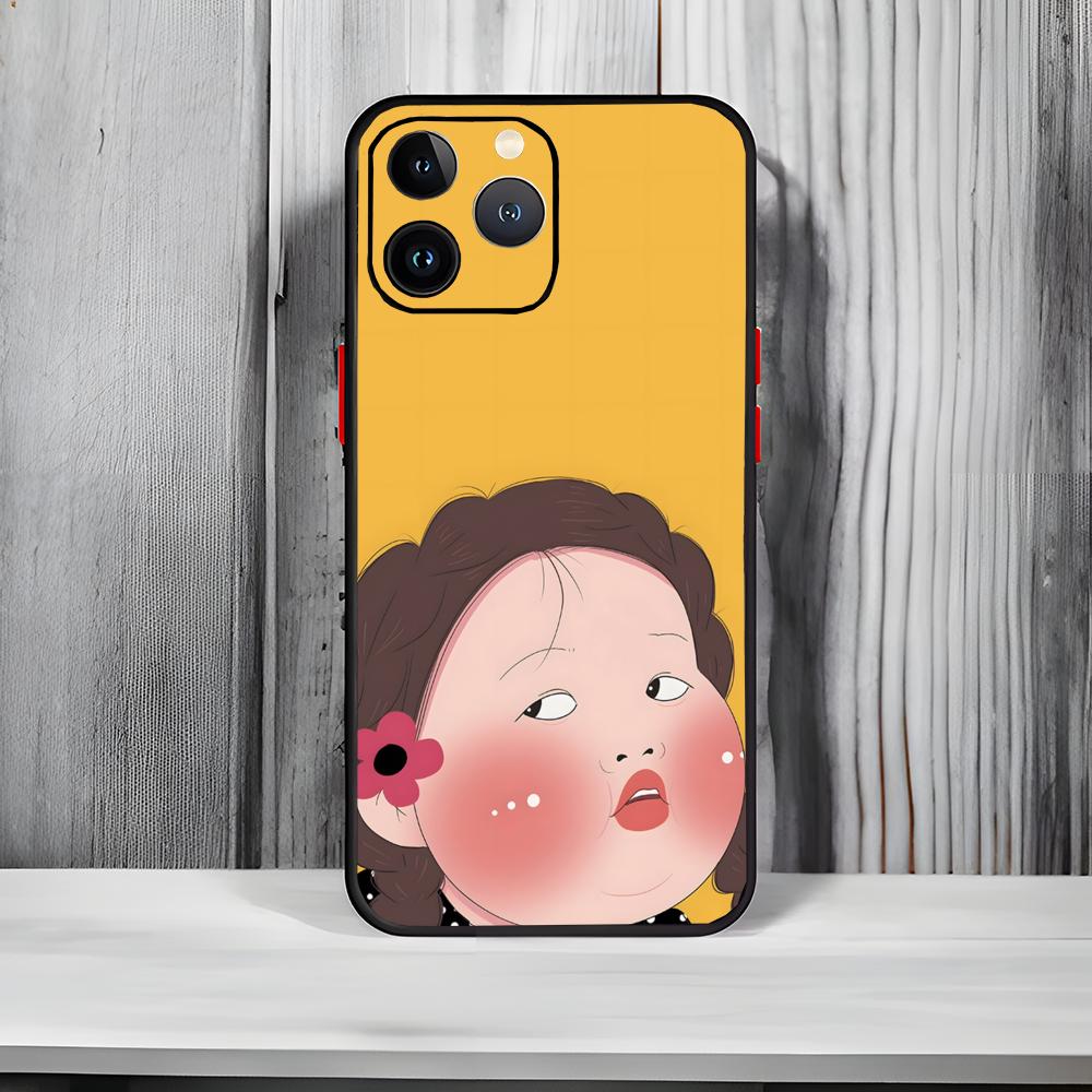 Coque de téléphone fille mignonne et originale Noir Mat Mince Coque de téléphone Pour iPhone17 16 15 14 13 ProMax