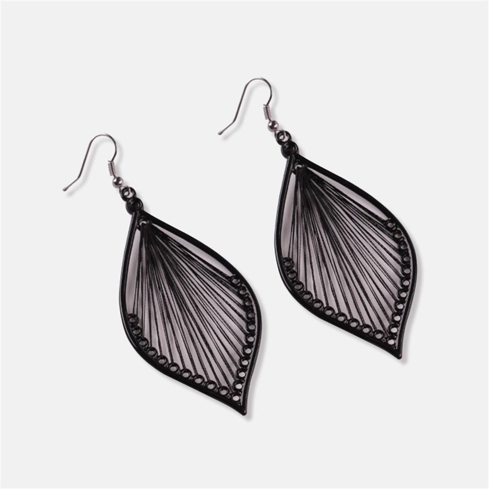 Fashion Black Ear Stud Vintage Bohemia Eardrop Stud Earrings Leaf Earrings Drop Earrings Ear Hook