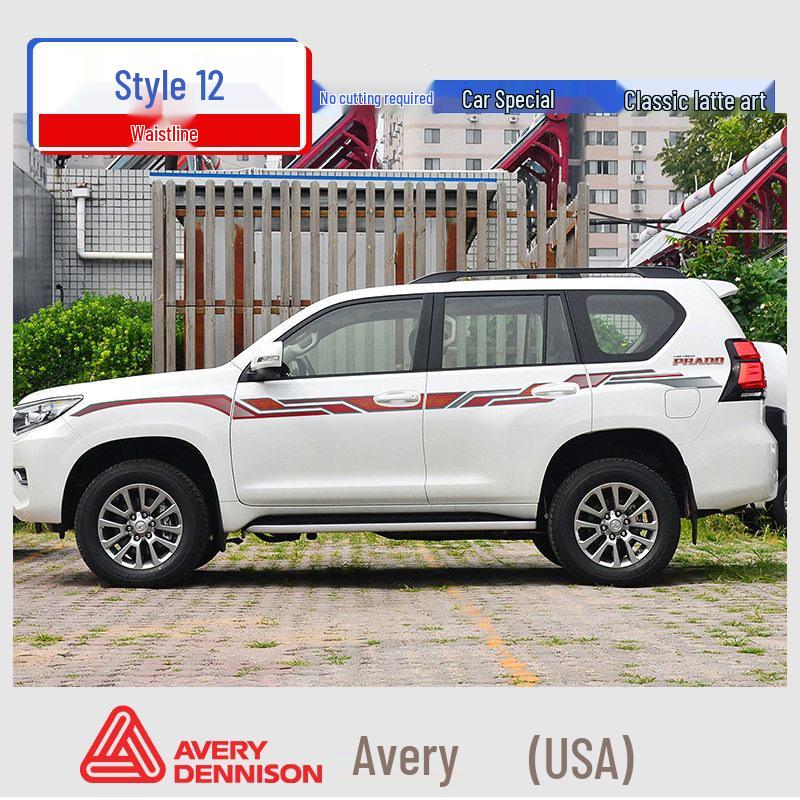 Toyota Prado 10-22 Models Car Body Color Stripe Decal Waistline Sticker.