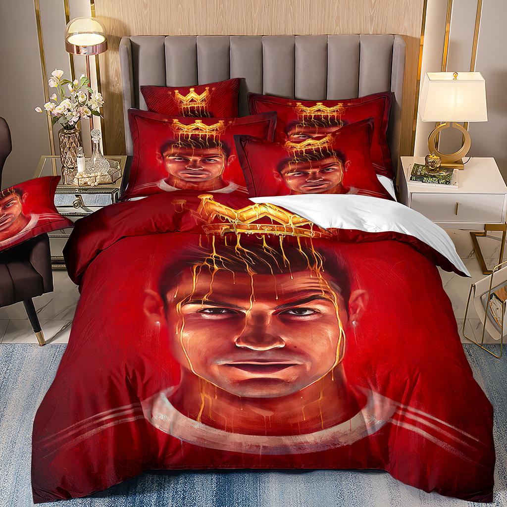 Bettbezug Luxuriös Fußballstar Cri-stiano Ronaldo Druck Bettwäsche Set Bettbezug Bett Jugend Kinder Mädchen Jungen Geburtstagsgeschenk