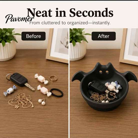 Jewelry Storage Bowl Halloween Bat Shaped Bowl, Cute Candy Tray, Spooky Home Desktop Organizer Tabletop Ornament, Multifunctional Decorative
