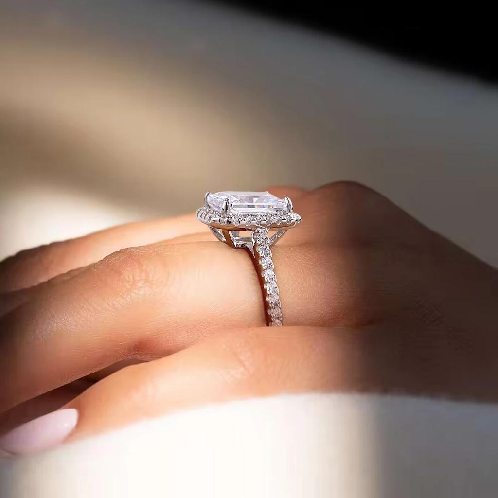 925 Sterling Silver Gorgeous Color Rectangle Zircon Ring For Women Engagement Wedding Luxury Fashion High Quality Fine Jewelry