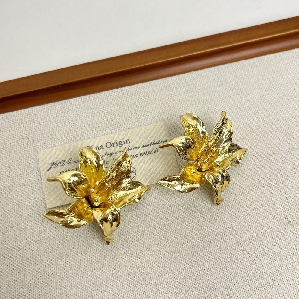 Irregular Flower Stud Earrings Drip Oil Ear Accessories Elegant Flower Earrings  Party