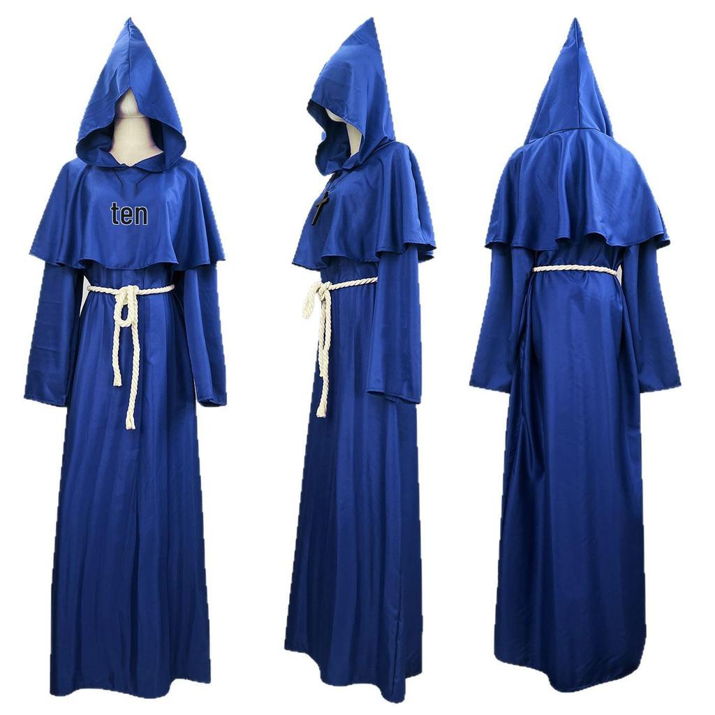 Costume de Robe de Moine Médiéval et de Magicien d'Halloween pour Cosplay & Scène