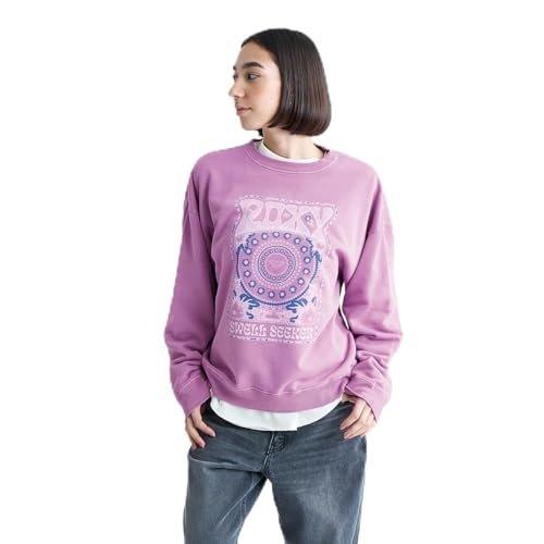 ROXY Pigment Dyed French Terry Crewneck Sweatshirt Vintage Style Pullover for Women