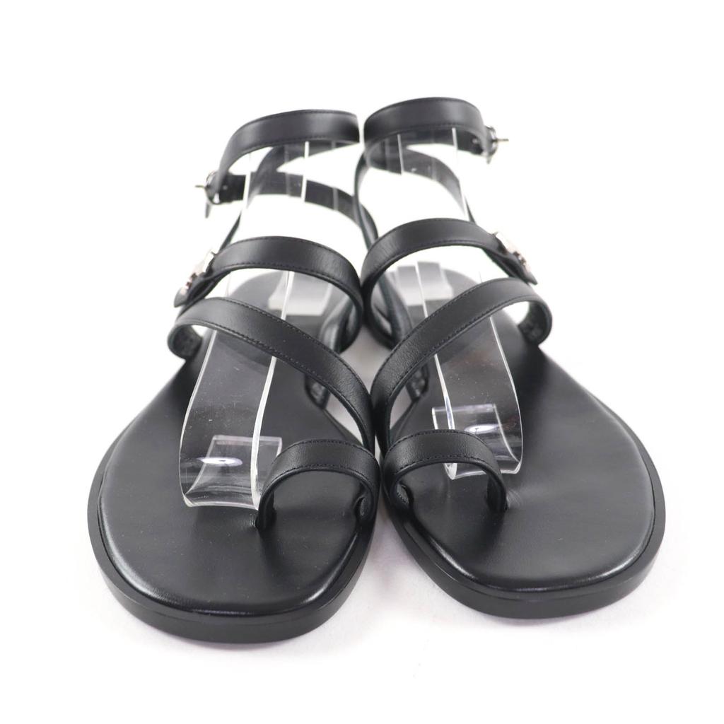Excellent HERMES Sandals Harmony HMetal Leather Strap black leather Women 36.5 Used