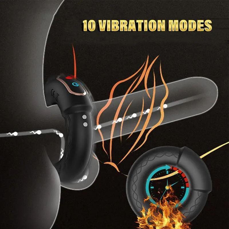 Penis Ring with Heating Semen Cock Ring Penis Enlargement Delayed Ejaculation Vibrating Sex Toys Vibrator for Men Couple Ring
