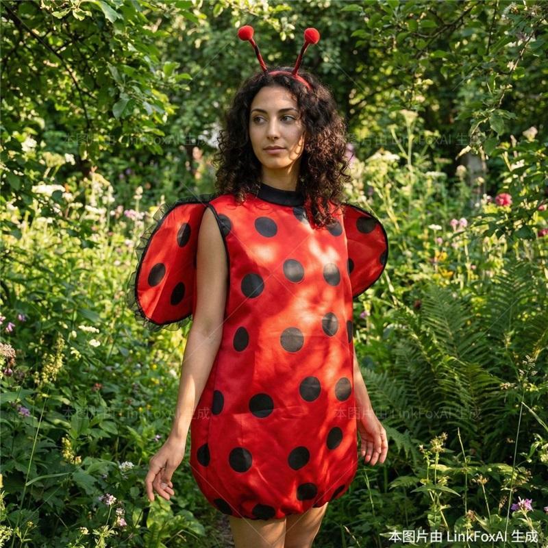 Costume Coccinella di Halloween per Donna Vestito Cosplay Ape con Ali