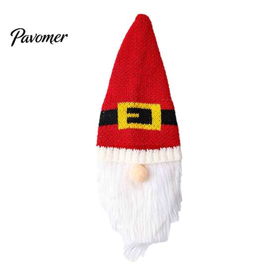 Xmas Elk Snowflake Striped Decor Christmas Gnome Wine Bottle Covers, Knitted Faceless Toppers, Santa Reindeer Holiday Table Dresser Elf Sleeves,