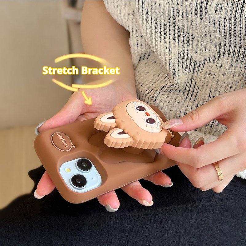 1Pc Kawaii Labubu Phone Case Holder Anti Slip Anti Fall Protective Cover Cute Cartoon Suitable for Iphone15promax Iphone13pro 14pro