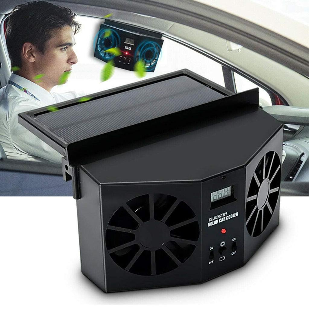 Solar-Powered Car Cooling Fan with Digital Display Portable Air Circulation Exhaust Fan for Vehicle Interior