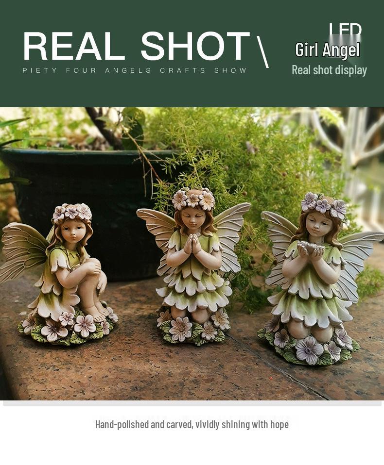 Vintage Flower Fairy Resin Garden Ornament - Angel Sculpture