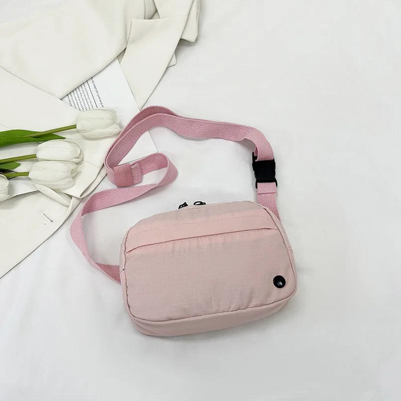 

Solid Color Women s Sports Shoulder Bag Soft Nylon Female Zipper Chest Bags Simple Portable Ladies Phone Purse Small Handbags