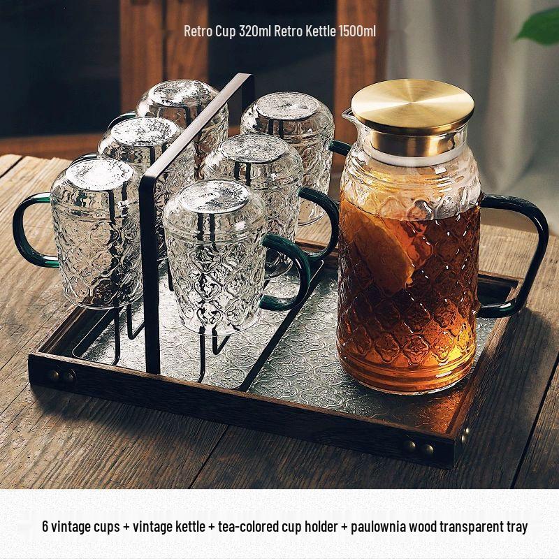 Retro Begonia Flower Glassware Set