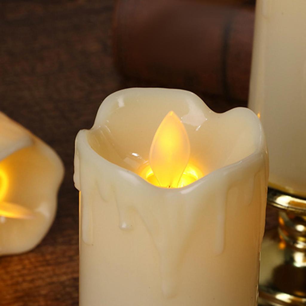 Electric Flameless Pillar Flickering Votive Candles Ornament LED Lamp Light For Event, Desk,