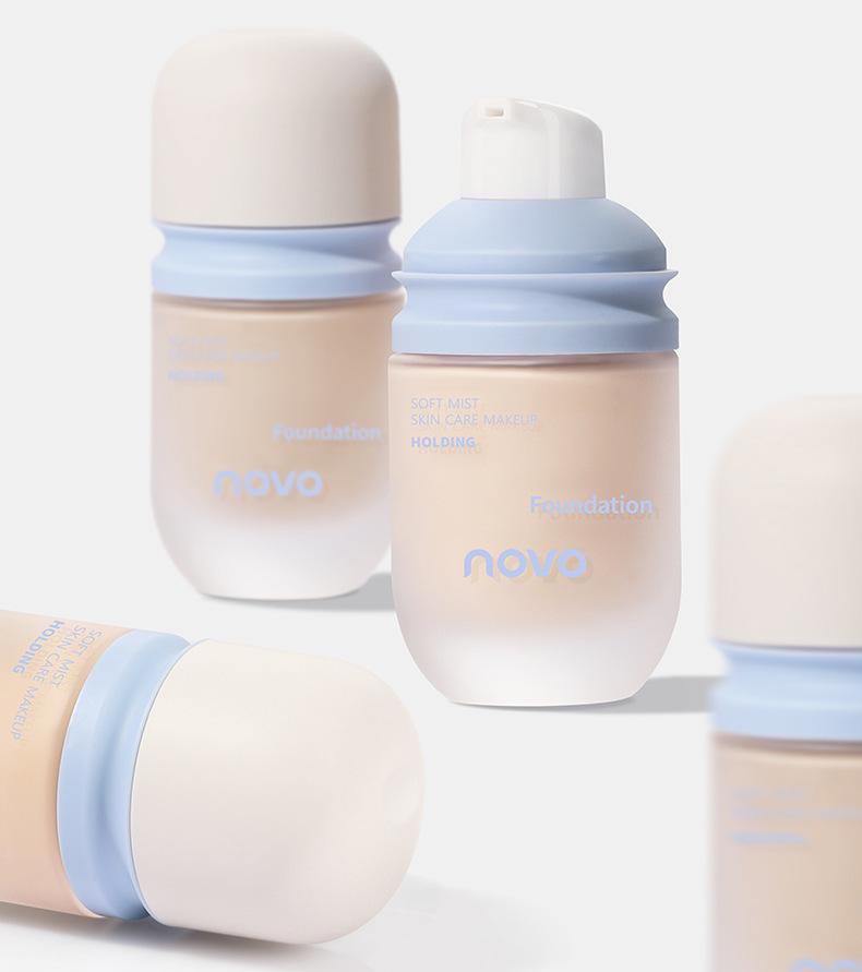 NOVO Soft Mist Long-Lasting Foundation & Concealer - Oil Control, Waterproof, Sweatproof, No Caking or Smudging, for Dry & Oily Skin.