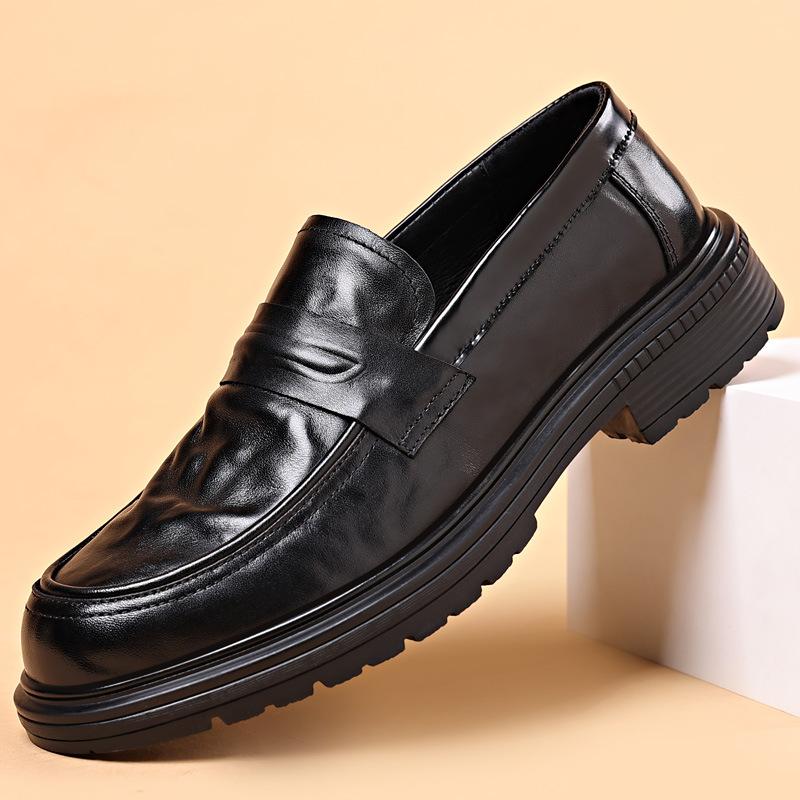 Autumn new men's business casual leather shoes high-end leather men's platform single shoes men's shoes