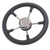 13 Inch Stainless Steel Boat Steering Wheel with Foam Grip 5 Spoke 15 Degree Angle for Boat Yacht