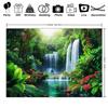 Tropical Waterfall Garden Tapestry, Green Rainforest Nature Landscape Wall Hanging Cloth for Room Home Decoration