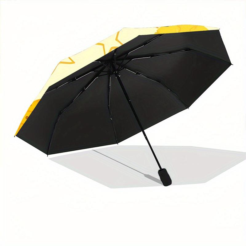 1pc Pineapple Stars Automatic Open/close, All-Season Portable Folding Umbrella, Travel, Everyday, Formal Events - Compact Luxury Parasol, Outdoor Acce