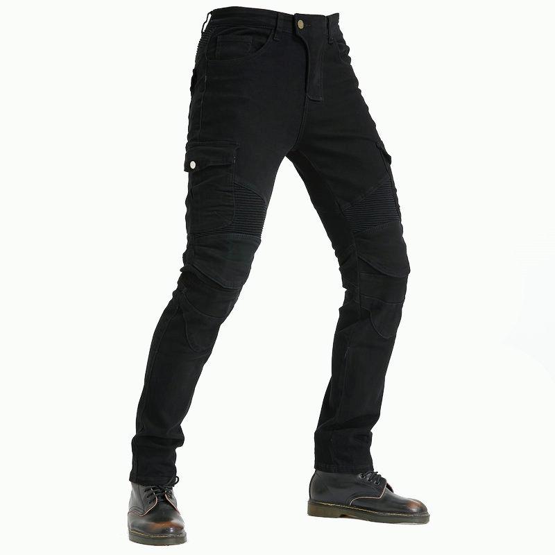New Product Motorcycle Jeans Men's Winter Fleece Cycling Pants Multi-Bag Motorcycle Cargo Pants Silicone Protector