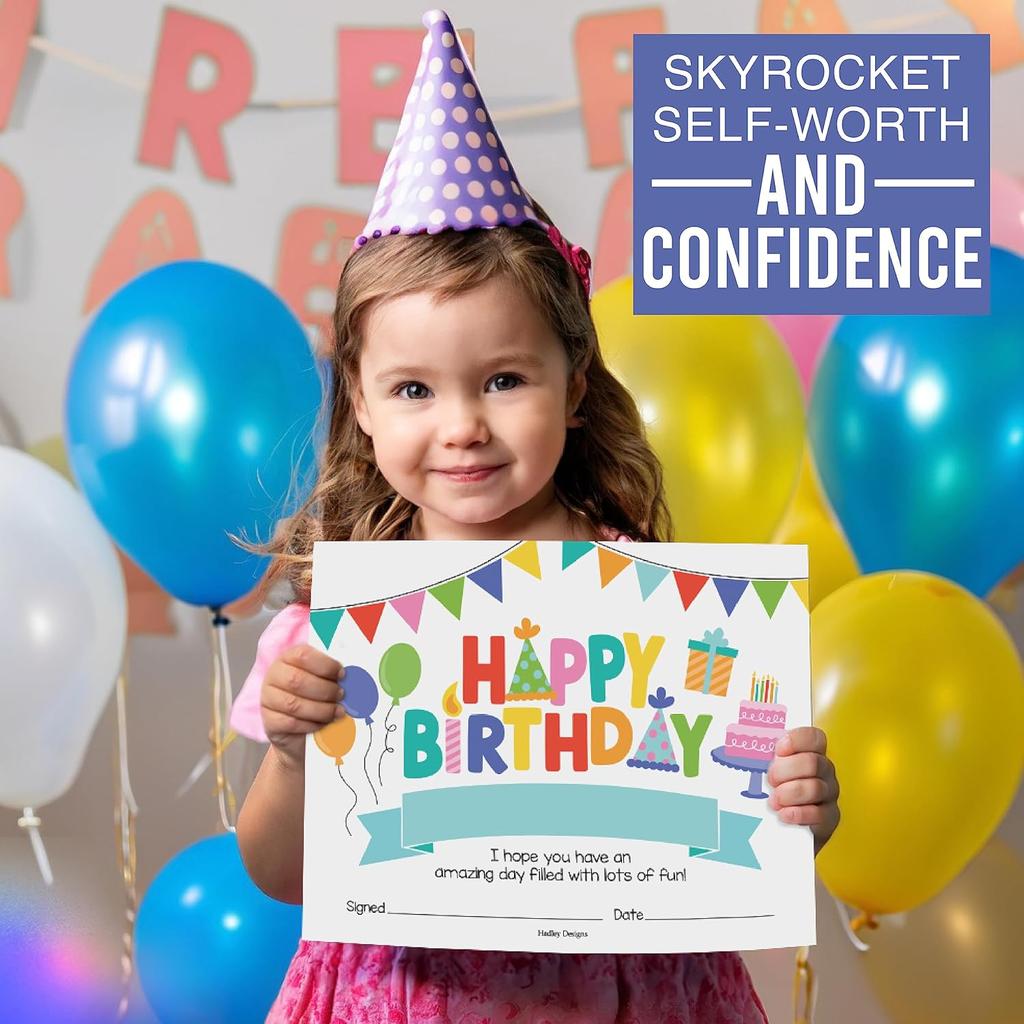 Happy Birthday Certificates for Students - 25 Student Birthday Certificates for Kids Classroom Must Haves, Teacher Supplies for Classroom Elementary,