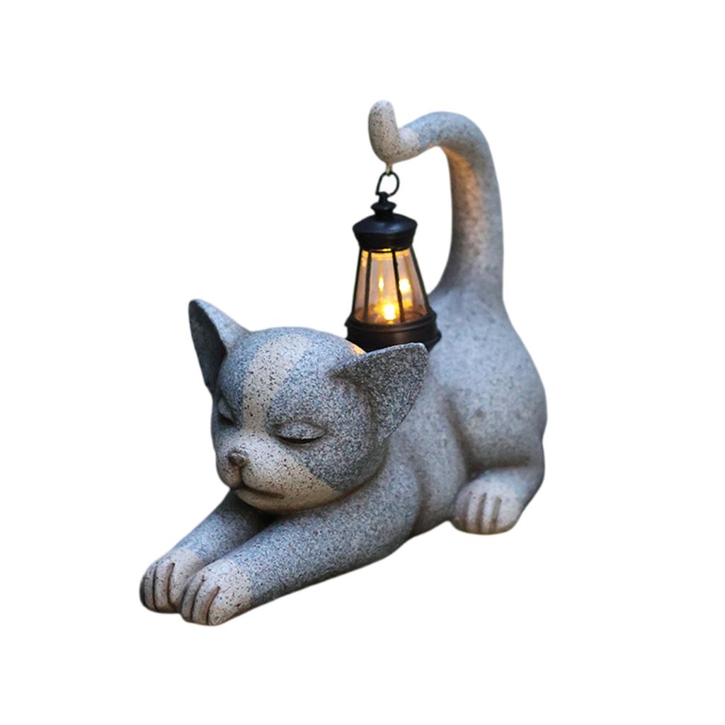 Cat Garden Statue With Lamp Solar Cat Light Outdoor Figurine For Yard Patio Porch Gifts For Women Gardeners House Decorations, Birthday & Mother’s Day