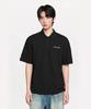 Emelbi Varsity Small Curly Oversized Collared T-Shirt Ny (Black)