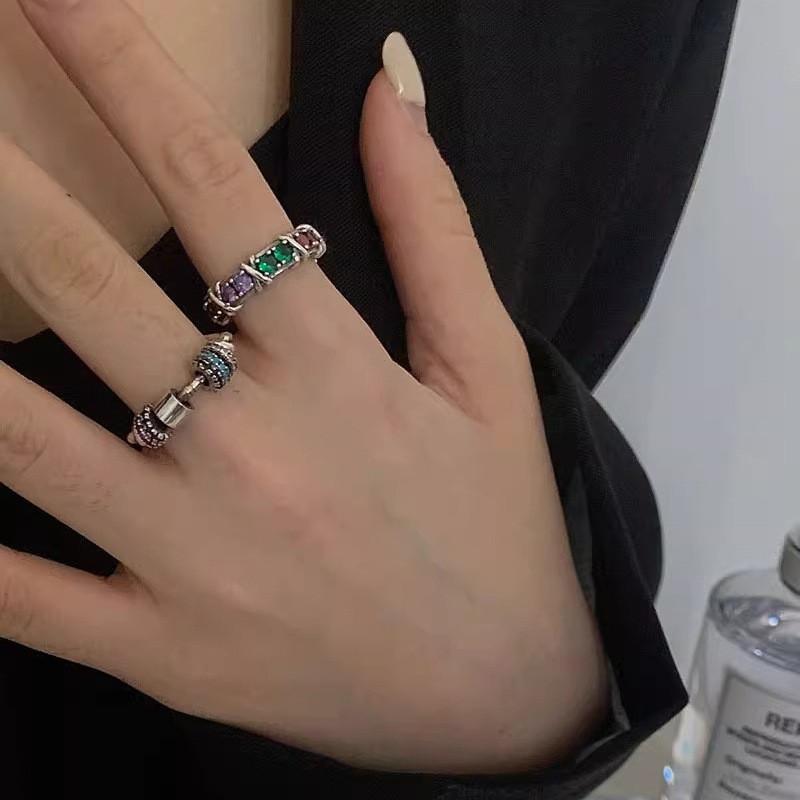Style Vintage Unique Adjustable Rainbow Zircon Ring For Women Jewelry Fashion