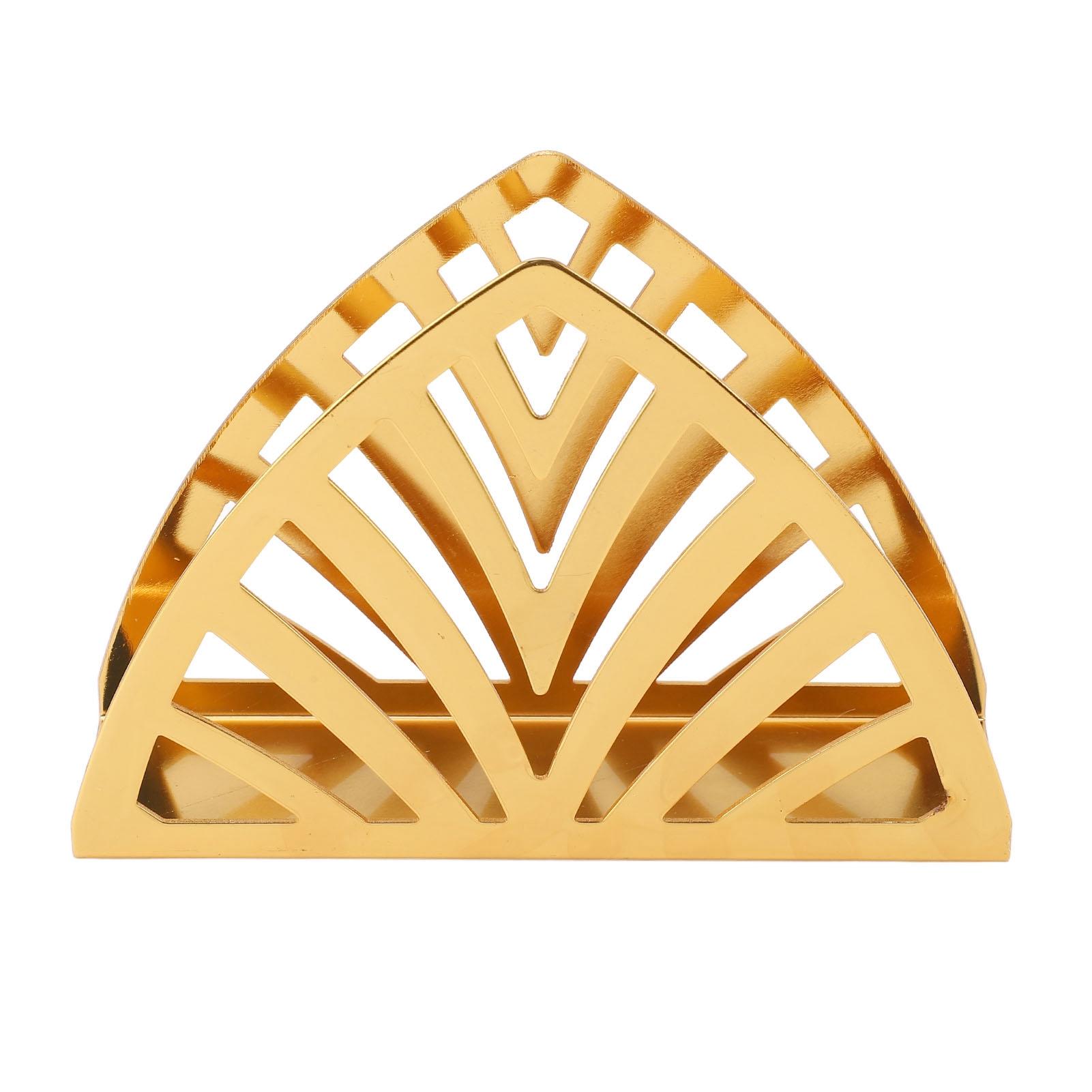 

Золотая салфетница ручной работы с полым узором треугольной формы, вертикального типа, из нержавеющей стали, с нескользящим дном