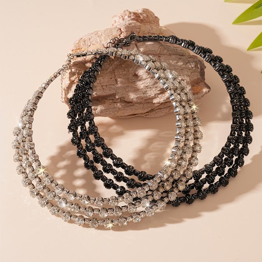 Exaggerated multi-layer diamond round geometric collar Personalized Internet celebrity necklace
