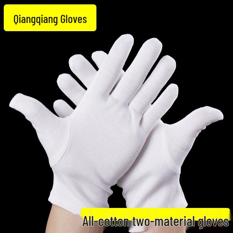 White Cotton Protective Work Gloves for Drivers and Electronics Standard - Pure Cotton